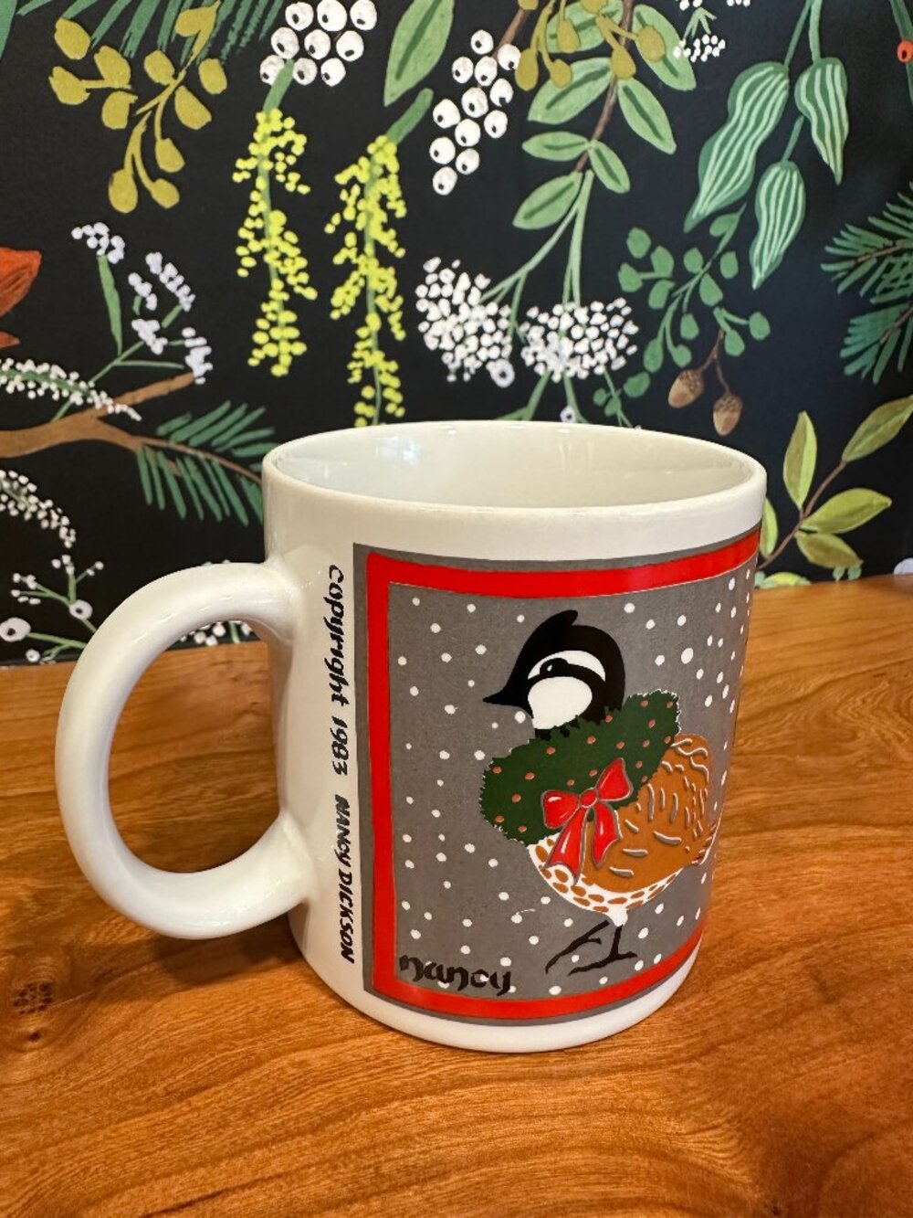 Vintage 1983 Nancy Dickson Christmas Mug Canada Goose Holiday Coffee Cup Mug